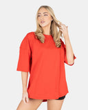Red Women Loose Baggy Oversized T-Shirt