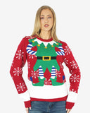 Red Womens Knitted Long Sleeves Sweater