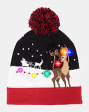 Reindeer LED Lights Winter Beanie Hat