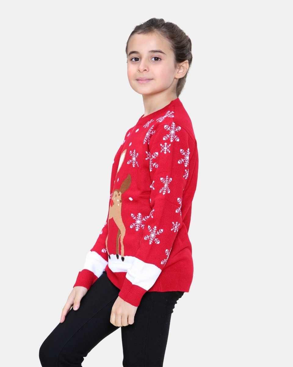 Reindeer Red Girls Christmas Jumper