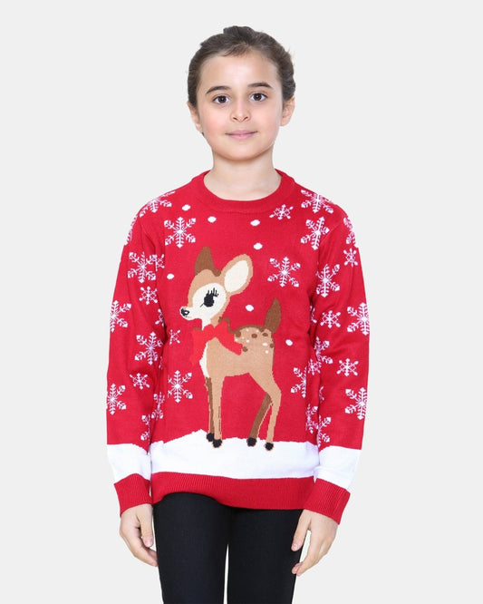 Reindeer Red Girls Christmas Jumper