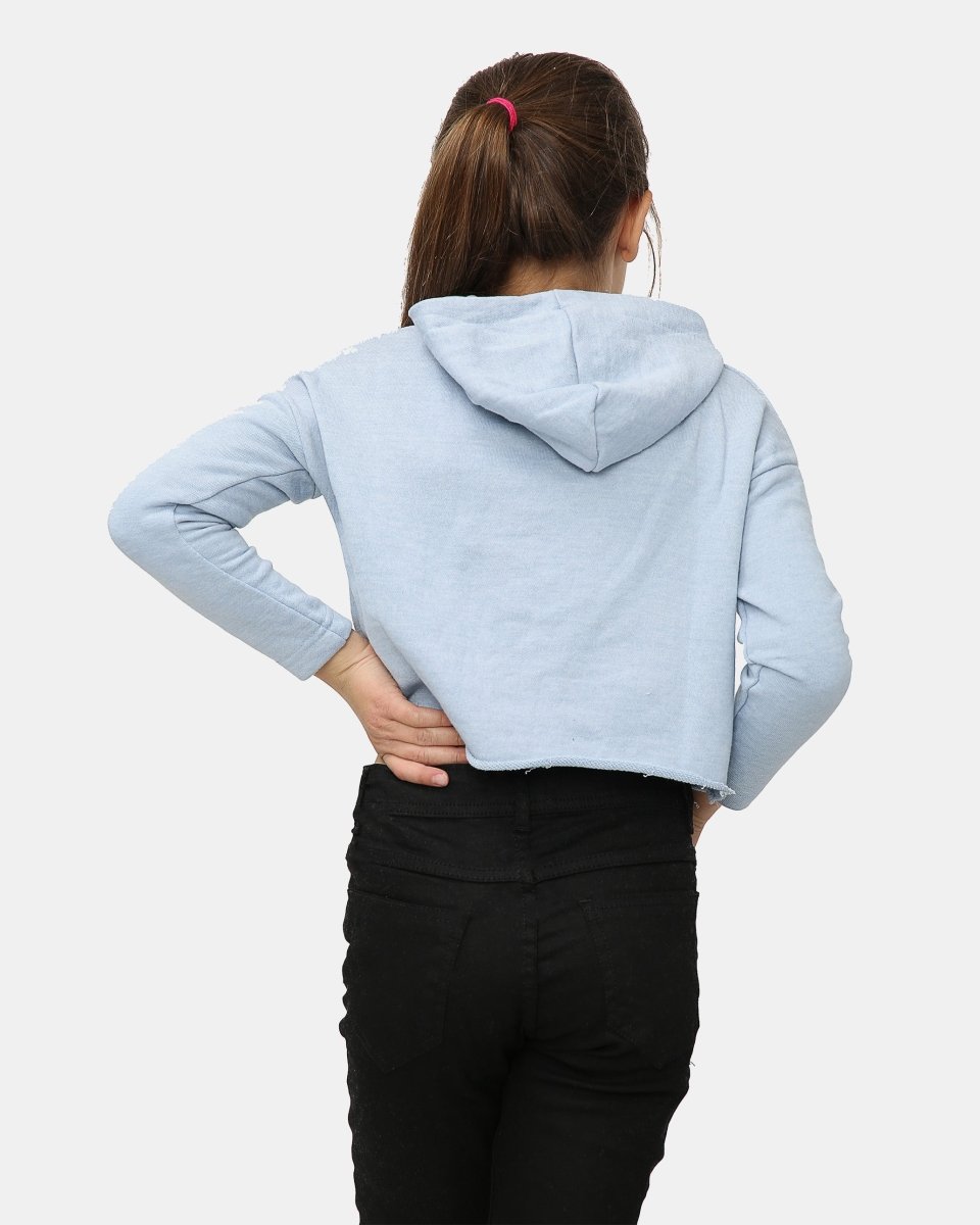 Ripped Dusk Blue Girl's Long - Sleeve Hoodie