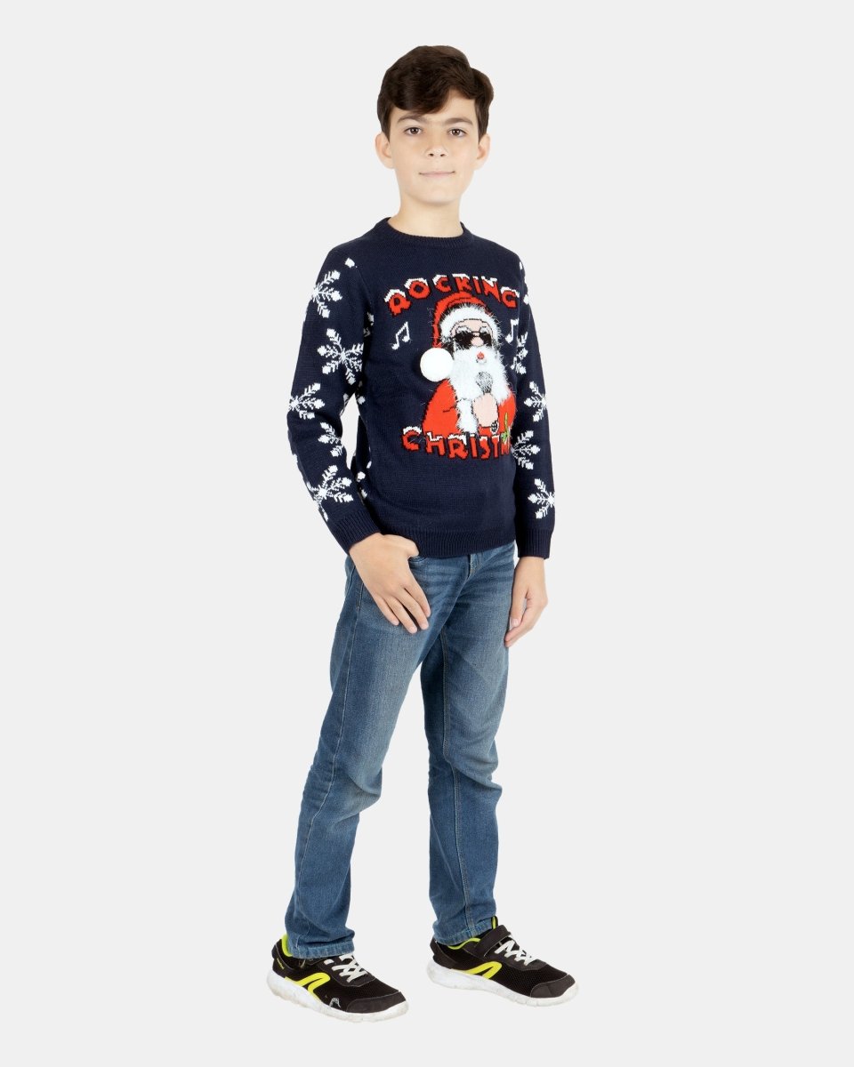 Rocking Navy Kids Christmas Jumpers