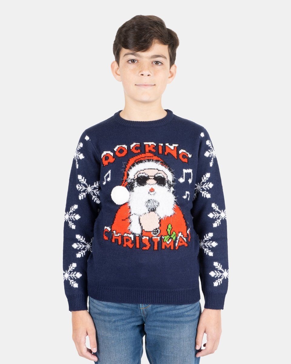 Rocking Navy Kids Christmas Jumpers