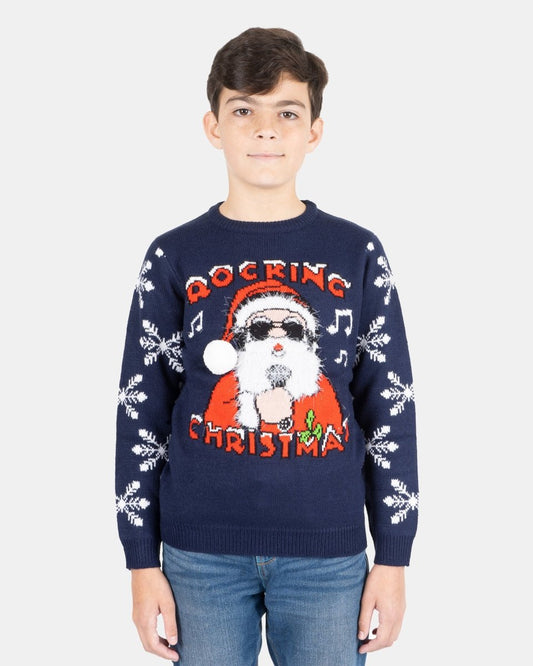 Rocking Navy Kids Christmas Jumpers