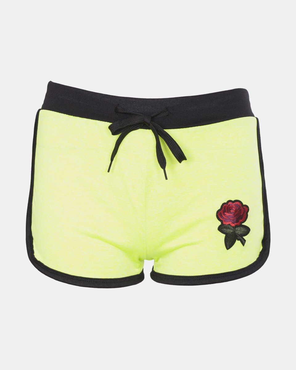Rose Print - Lime Camouflage Summer Shorts