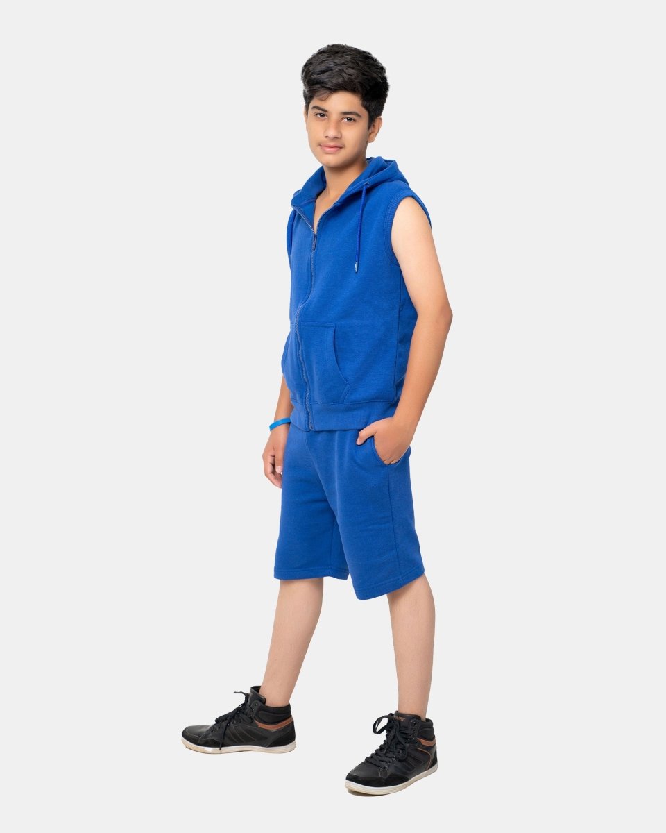 Royal Blue Boys Gilet Sleeveless Hoodie