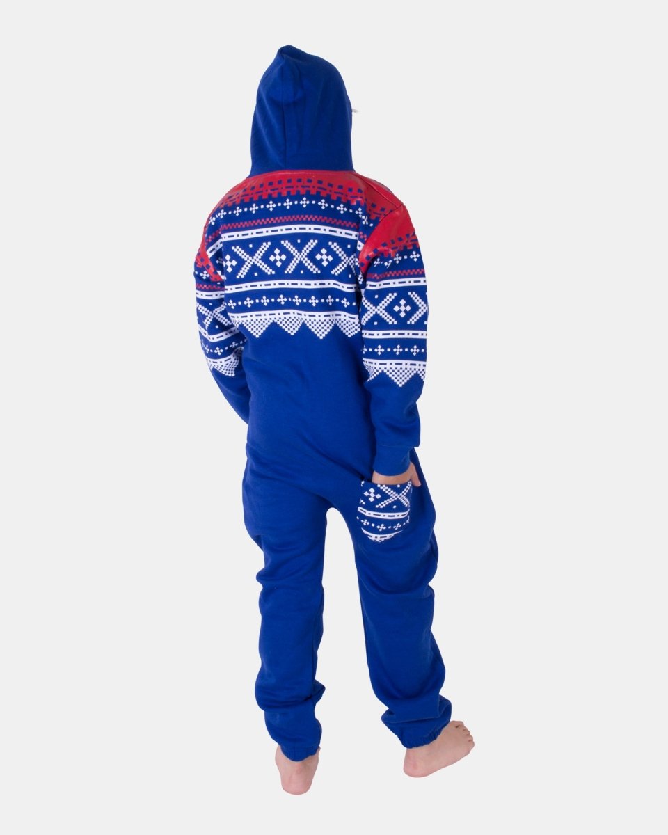 Royal Blue Kids Aztec Hooded Onesie