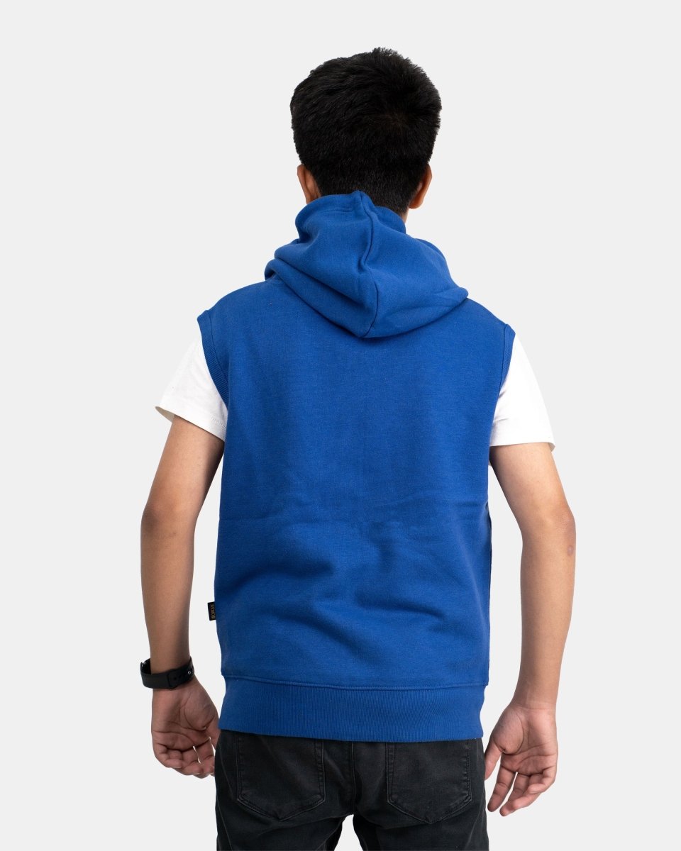 Royal Blue Kid's Sleeveless Casual Hoodie