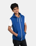 Royal Blue Kid's Sleeveless Casual Hoodie