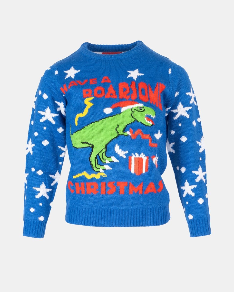 Royal Blue Roarsome Christmas T - Rex Jumper