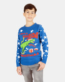 Royal Blue Roarsome Christmas T - Rex Jumper