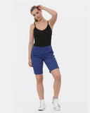 Royal Blue Turned Hem Bengaline Casual Shorts