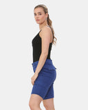 Royal Blue Turned Hem Bengaline Casual Shorts