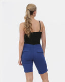 Royal Blue Turned Hem Bengaline Casual Shorts