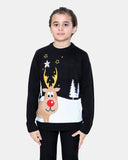 Rudolph Black Kids Christmas Jumpers