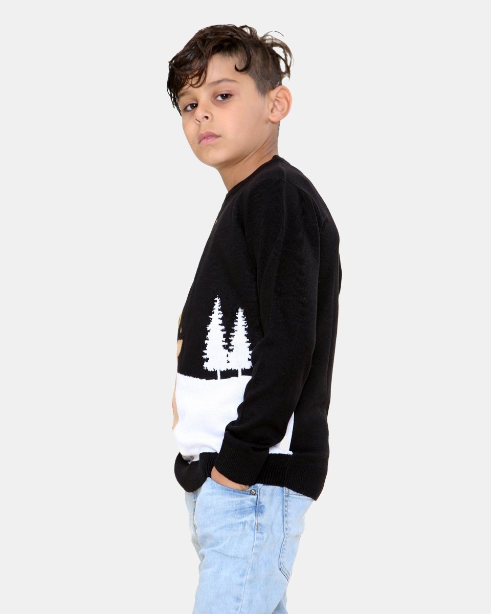 Rudolph Black Kids Christmas Jumpers