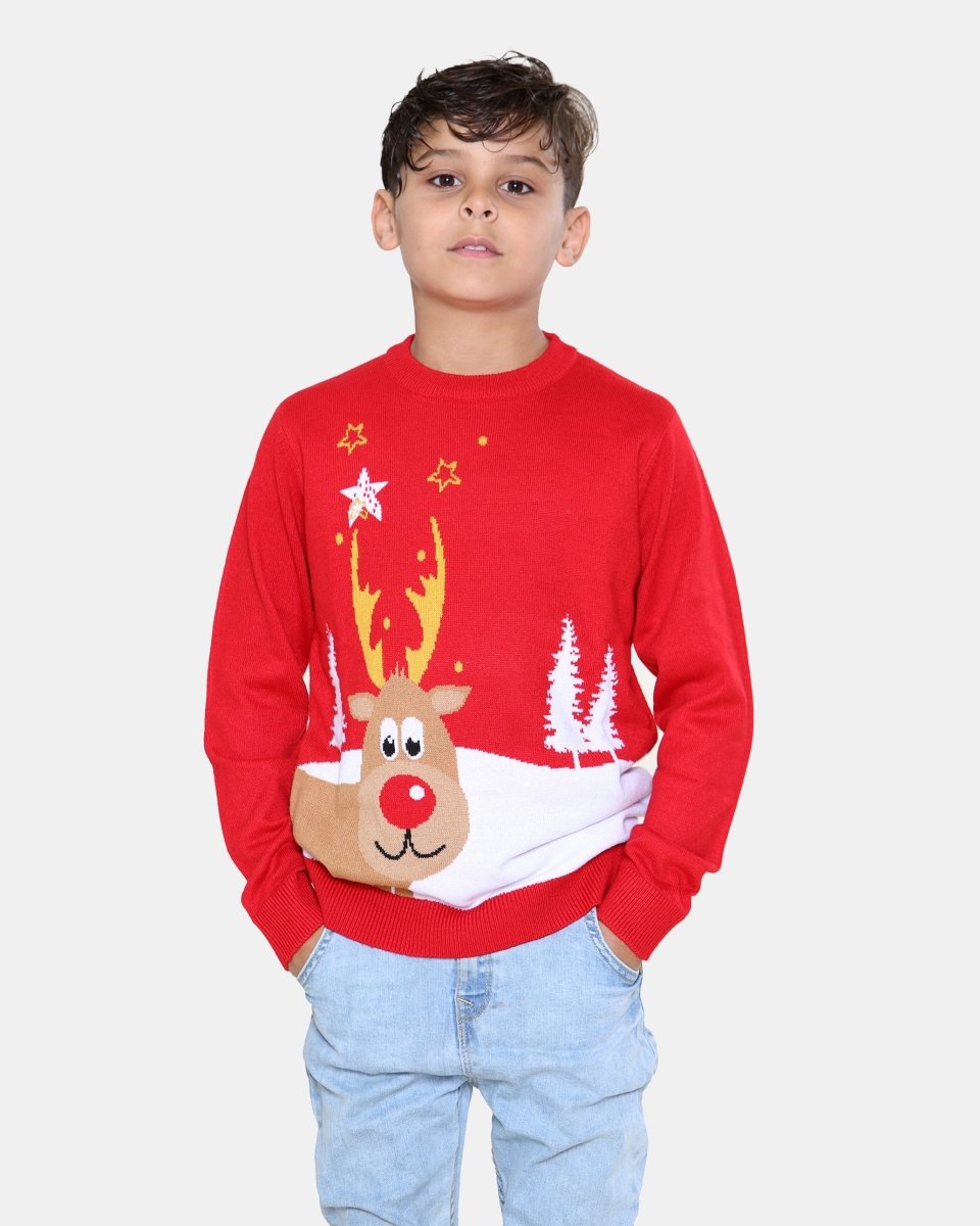 Rudolph Red Kids Christmas Jumpers