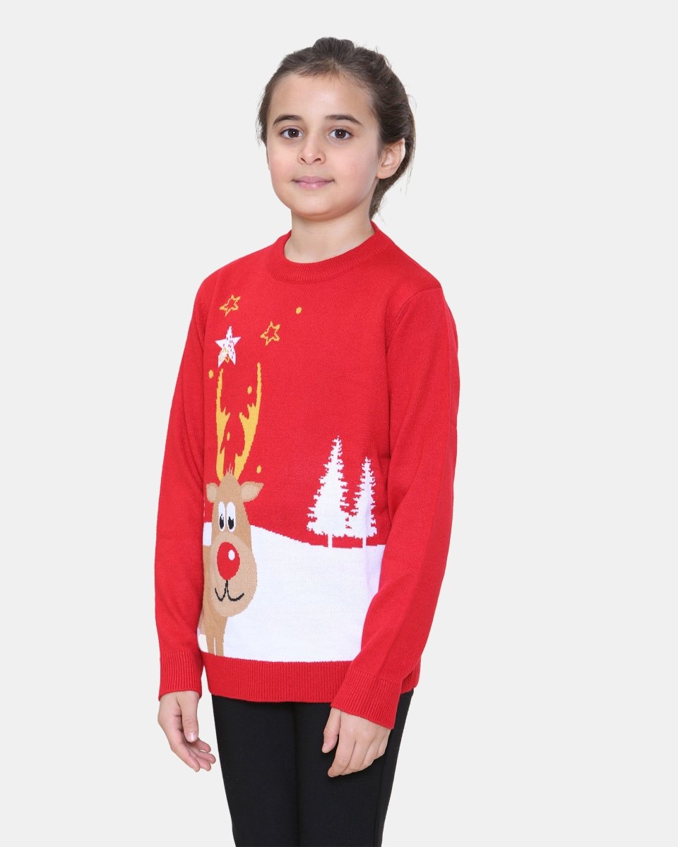 Rudolph Red Kids Christmas Jumpers