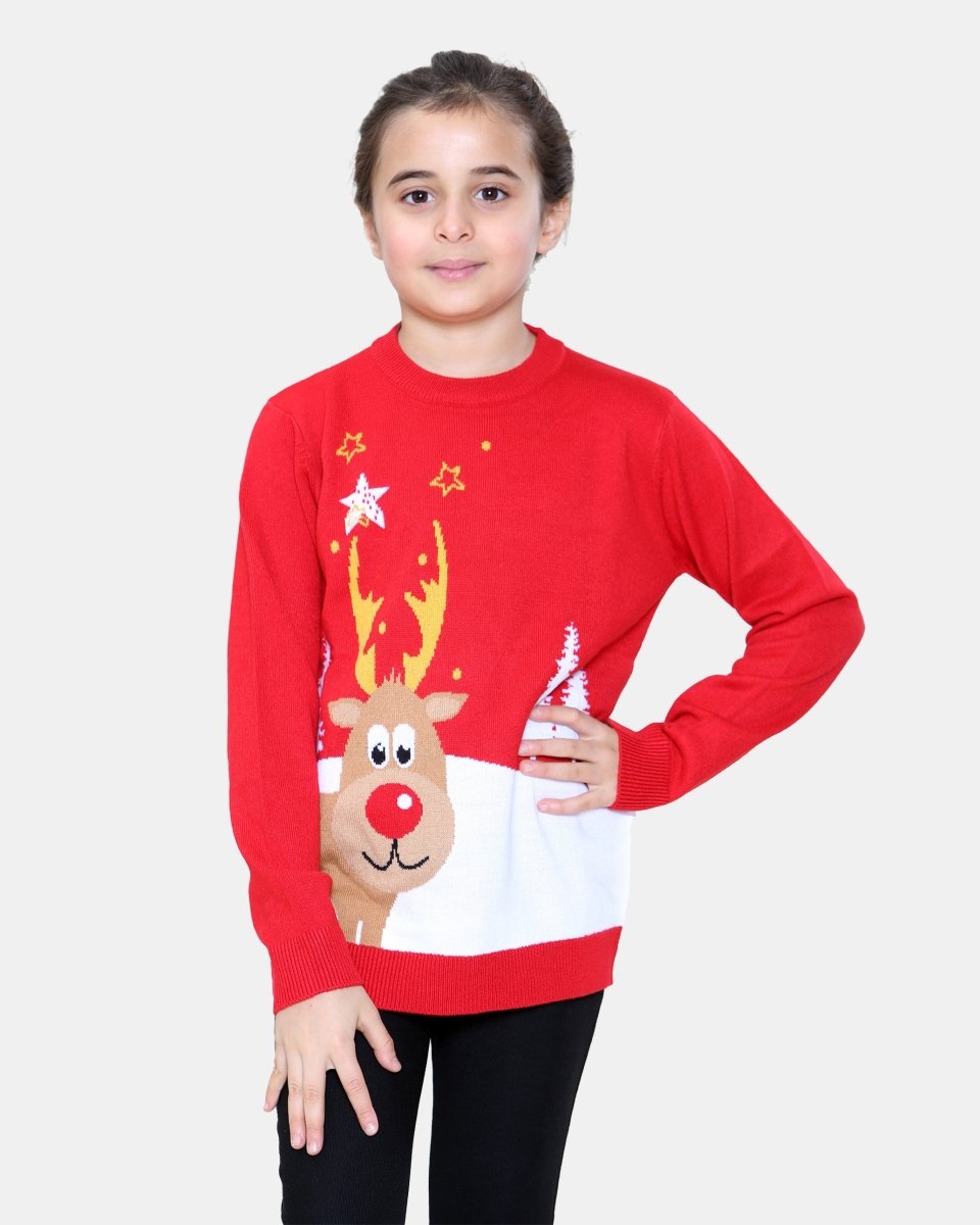 Rudolph Red Kids Christmas Jumpers