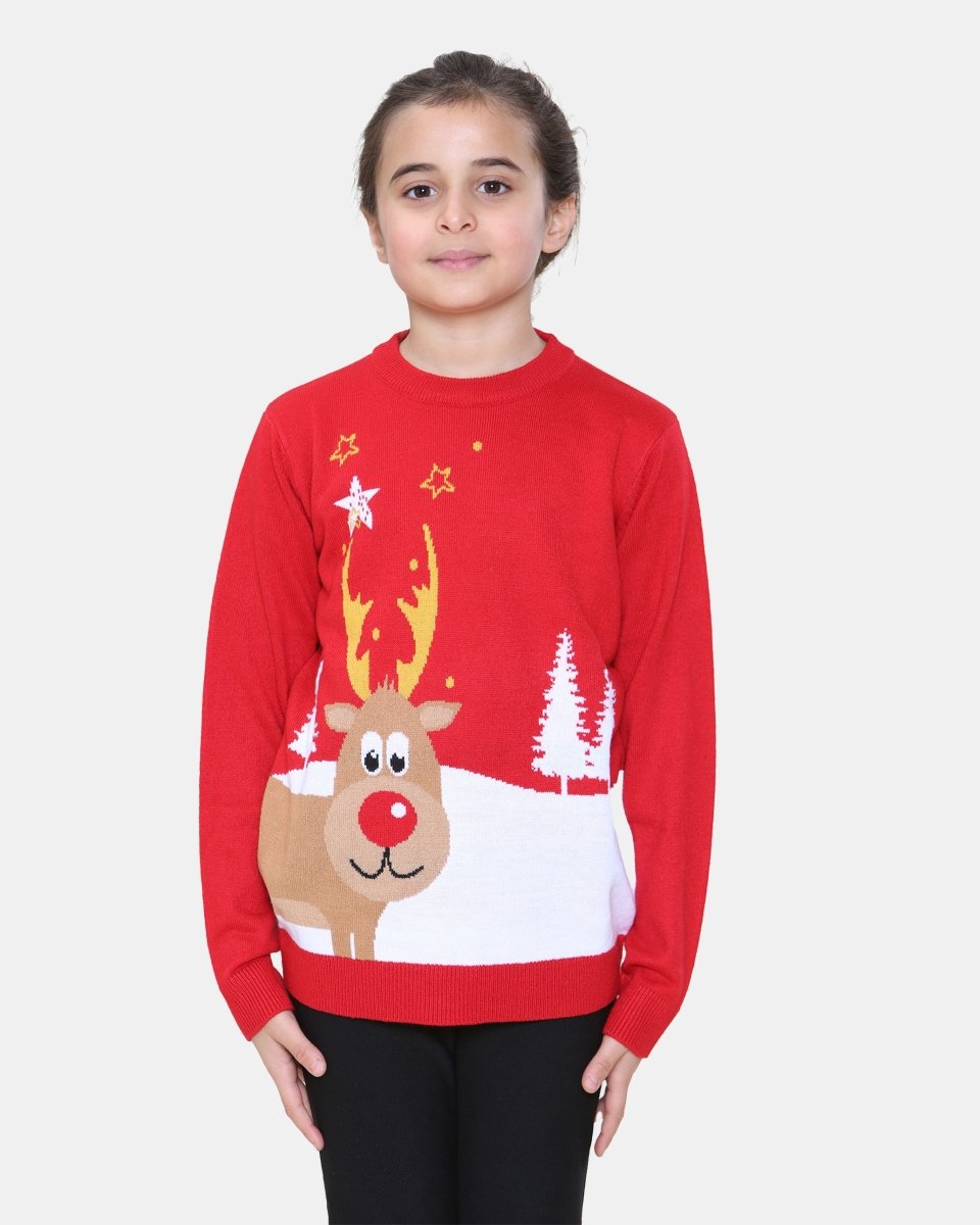 Rudolph Red Kids Christmas Jumpers