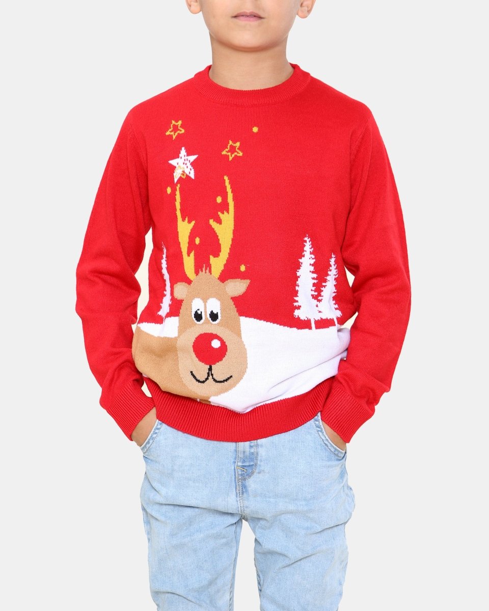 Rudolph Red Kids Christmas Jumpers