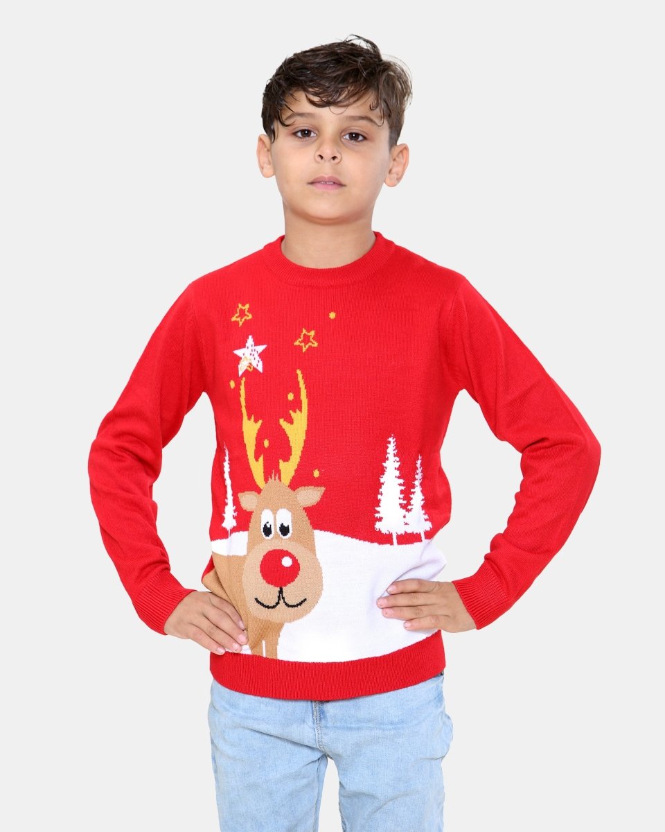 Rudolph Red Kids Christmas Jumpers