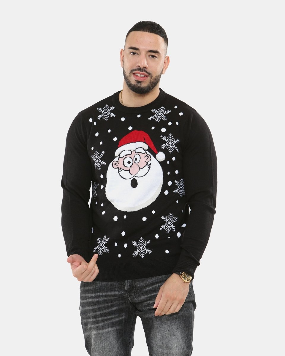 Santa Head Black Festive Jumper