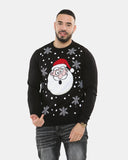 Santa Head Black Festive Jumper