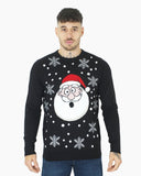 Santa Head Black Festive Jumper