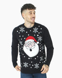 Santa Head Black Festive Jumper