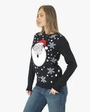 Santa Head Black Festive WomensJumper