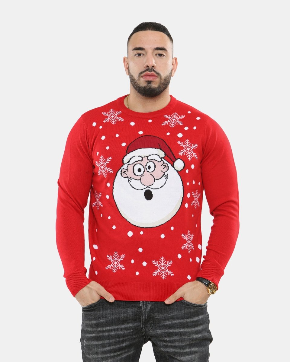 Santa Head Red Festive Jumper