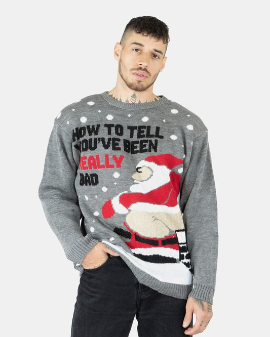 Santa To the Pub Grey Pullover Jumper