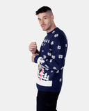 Santa to the Pub Navy Novelty Jumpers