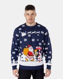Santa to the Pub Navy Novelty Jumpers