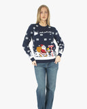 Santa to the Pub Navy Novelty Womens Jumpers