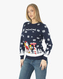 Santa to the Pub Navy Novelty Womens Jumpers