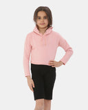 Shell Pink Girls Plain Crop Hoodie