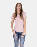 Shell Pink Ripped Holes Rounded Neck T-Shirt