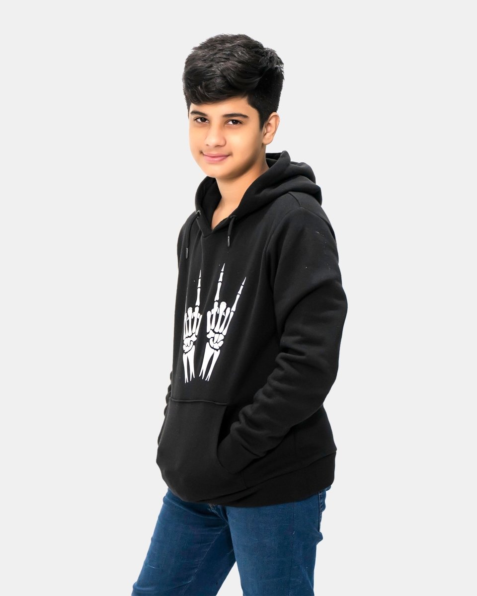 Skeleton Hands Printed Black Hoodie