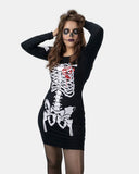 Skeleton Heart Ladies Bodycon Tunic Top