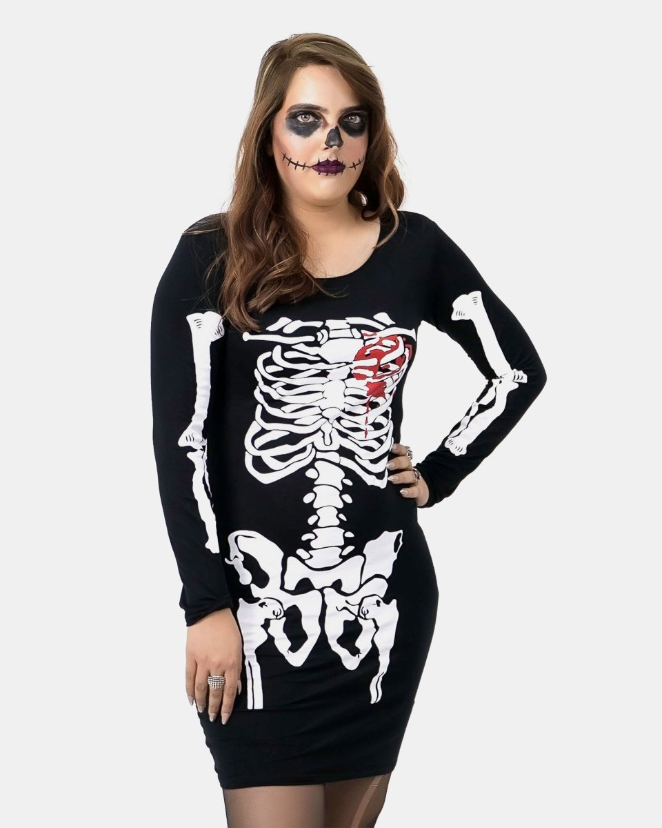 Skeleton Heart Ladies Bodycon Tunic Top