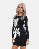 Skeleton Ladies Bodycon Tunic Top