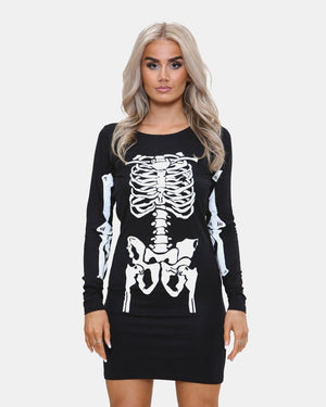 Skeleton Ladies Bodycon Tunic Top