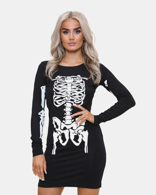 Skeleton Ladies Bodycon Tunic Top