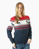 Snowflakes Navy Reindeer Xmas Jumpers