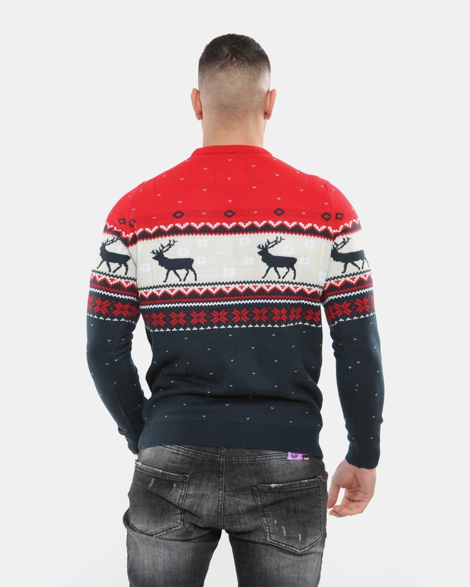 Snowflakes Reindeer Navy Xmas Jumpers