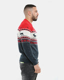 Snowflakes Reindeer Navy Xmas Jumpers