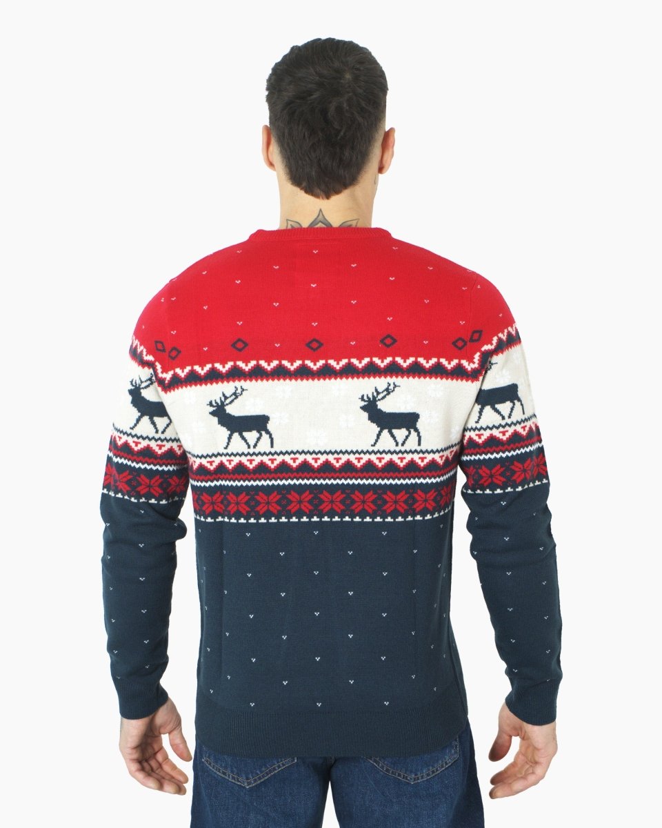 Snowflakes Reindeer Navy Xmas Jumpers